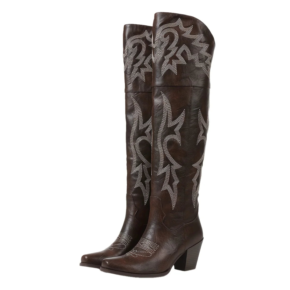 Women Over The Knee Western Boots High Heel Zipper Cowgirl