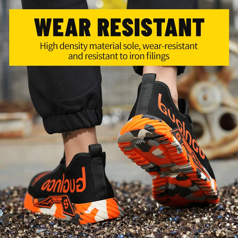 Men Safety Shoes Anti Smash Puncture Soft Sole Fabric Upper