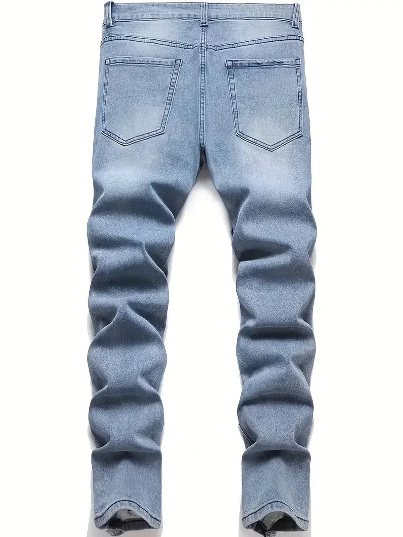Guangdong Mens Slim Fit Ripped Jeans Casual Street Style