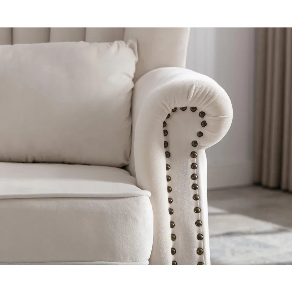 Hign-concerned Velvet Wingback Accent Chair With Pillow