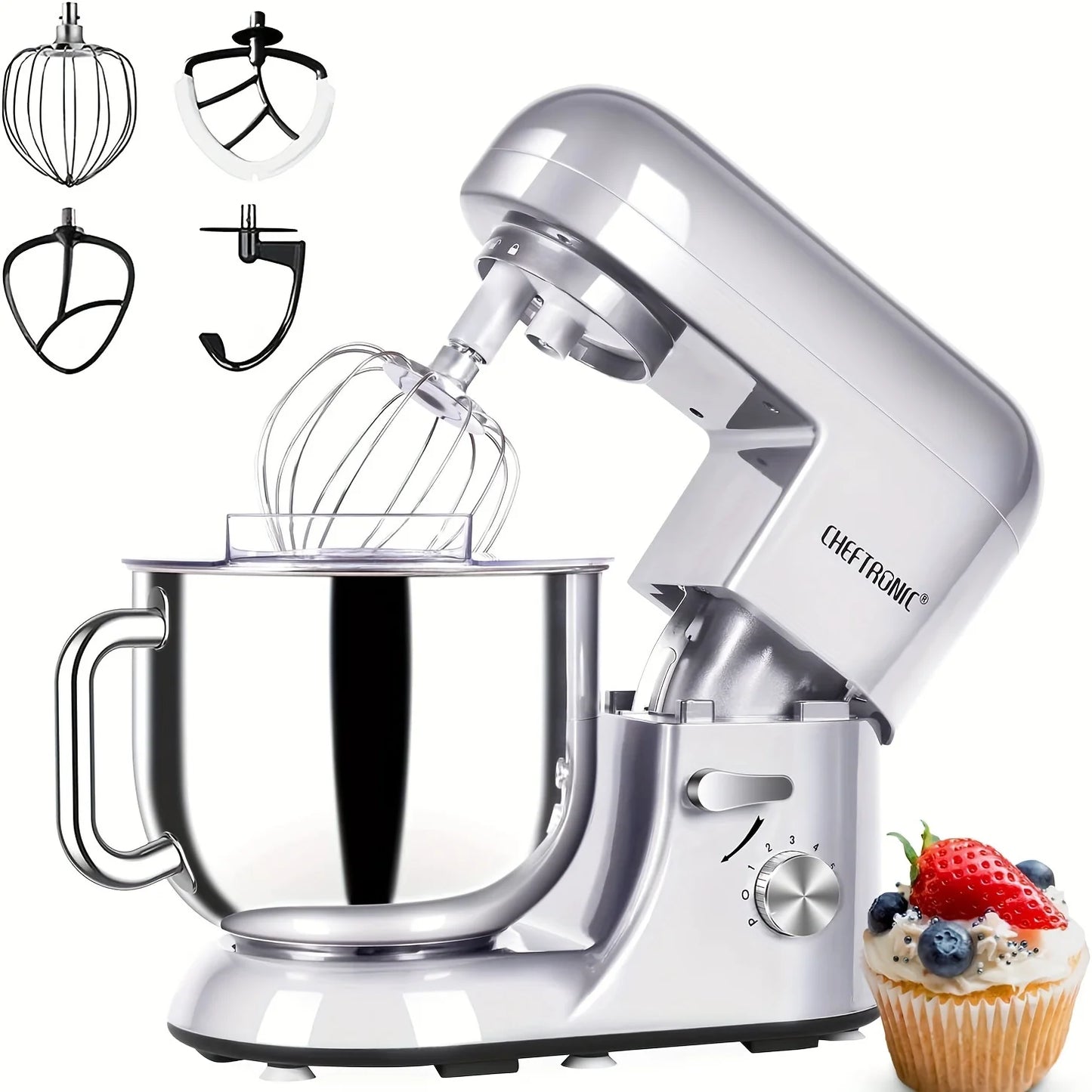 Cheftronic 6 Speed Stand Mixer Stainless Steel Mixing Bowl