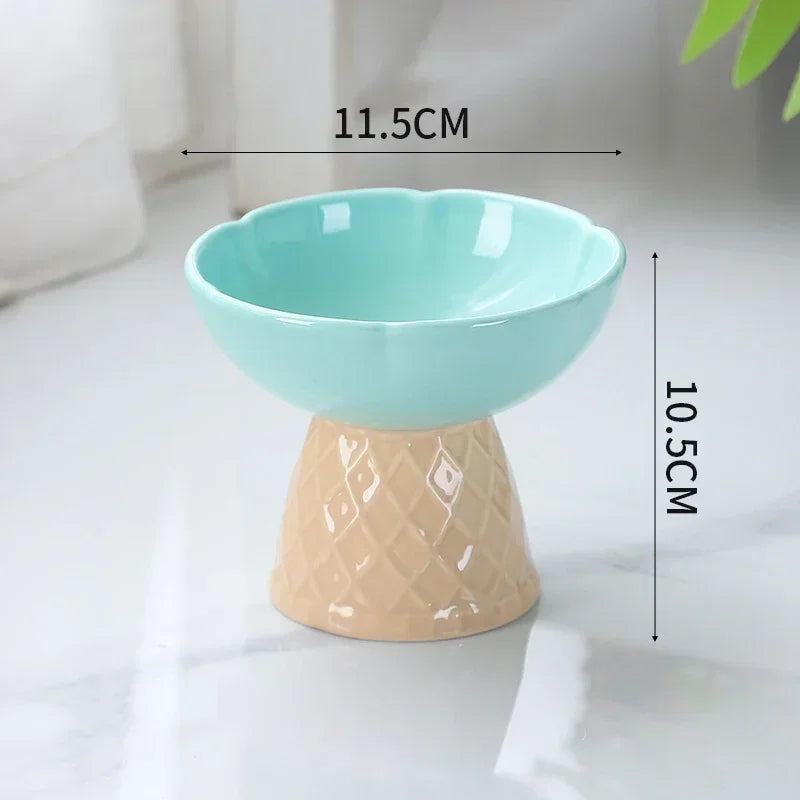 Elevated Cat Raised Ceramic Bowl For Pet Food And Water