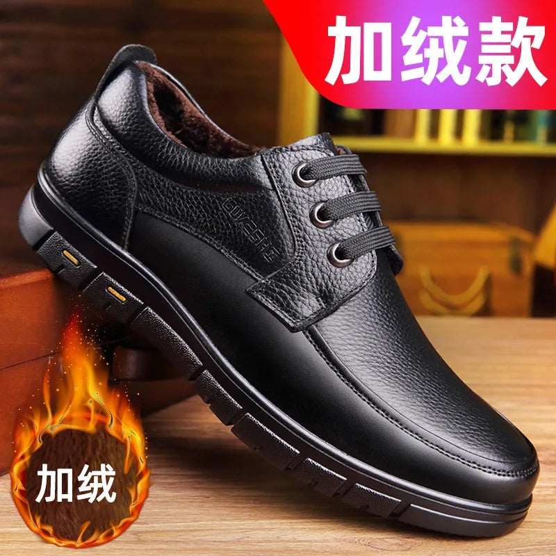 CColinican Men Genuine Leather Casual Shoes Lightweight