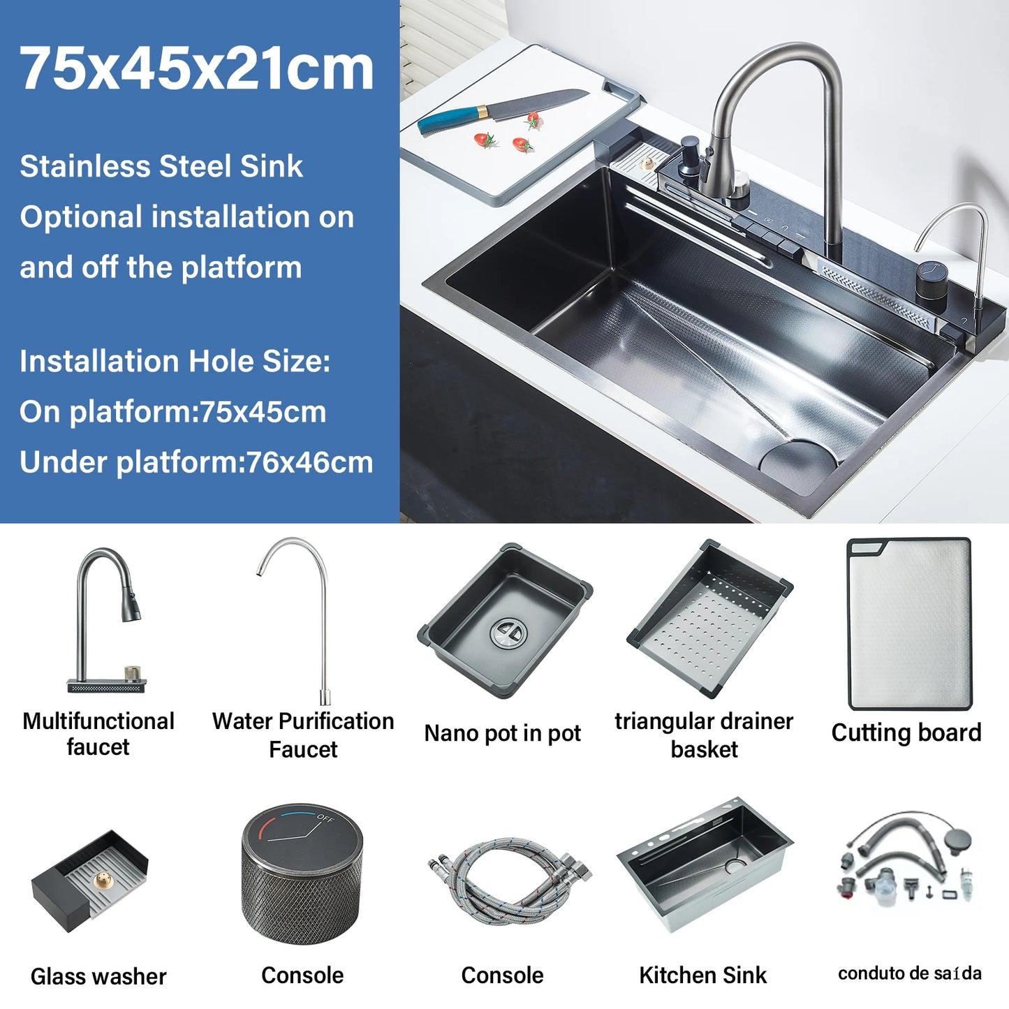 Wanmivezlo Digital Rain Faucet Stainless Kitchen Sink
