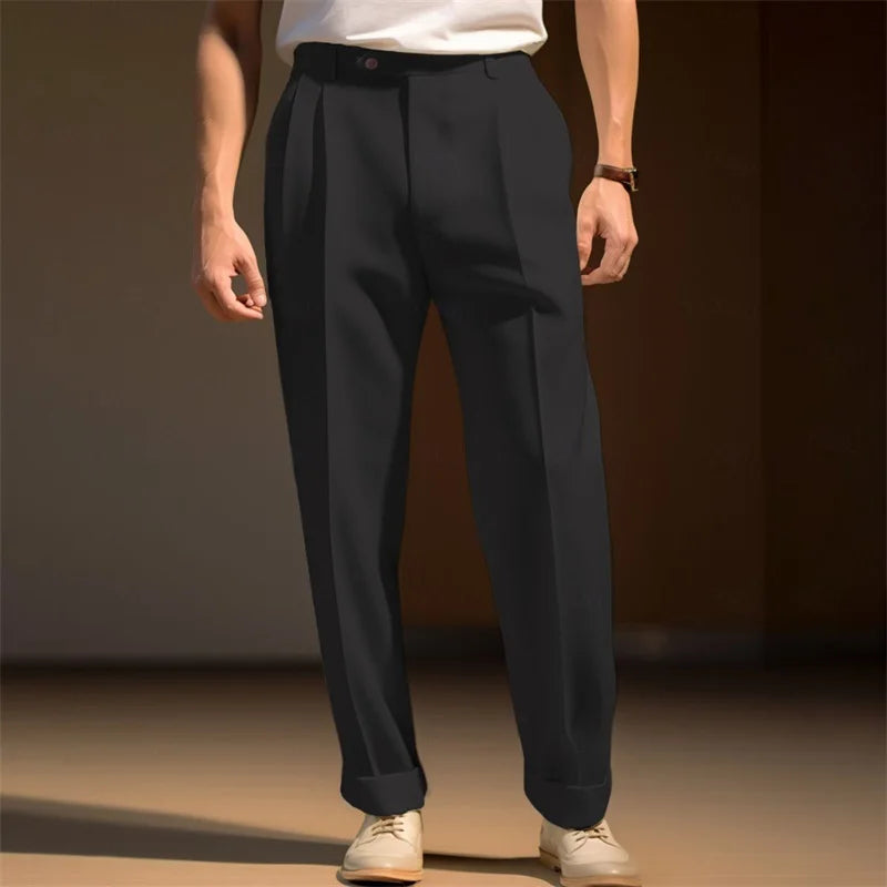 Hirigin Mens Fit Dress Pants Flat Front Trousers Casual