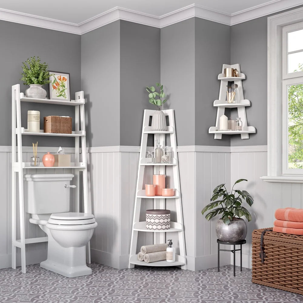 XMSJ Corner Ladder Wall Shelf 3 Tier Bathroom Storage