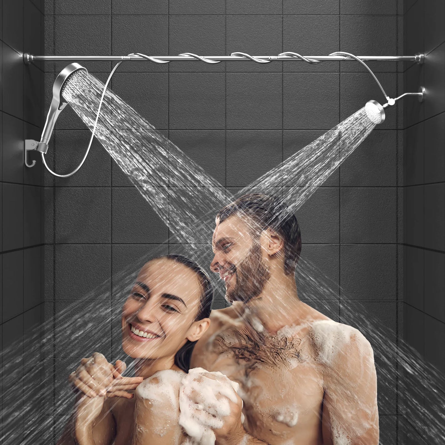 Hign-concerned Tandem Shower Head For Couples Dual System