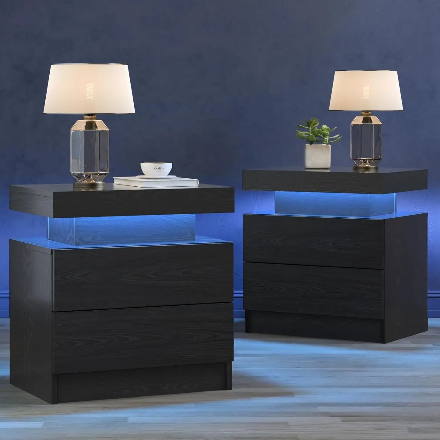 General Use Nightstands LED Duo End Tables Modern Furniture