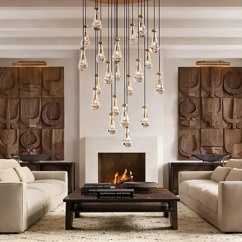 Modern E14 Crystal Vintage Water Droplet Pendant Chandelier