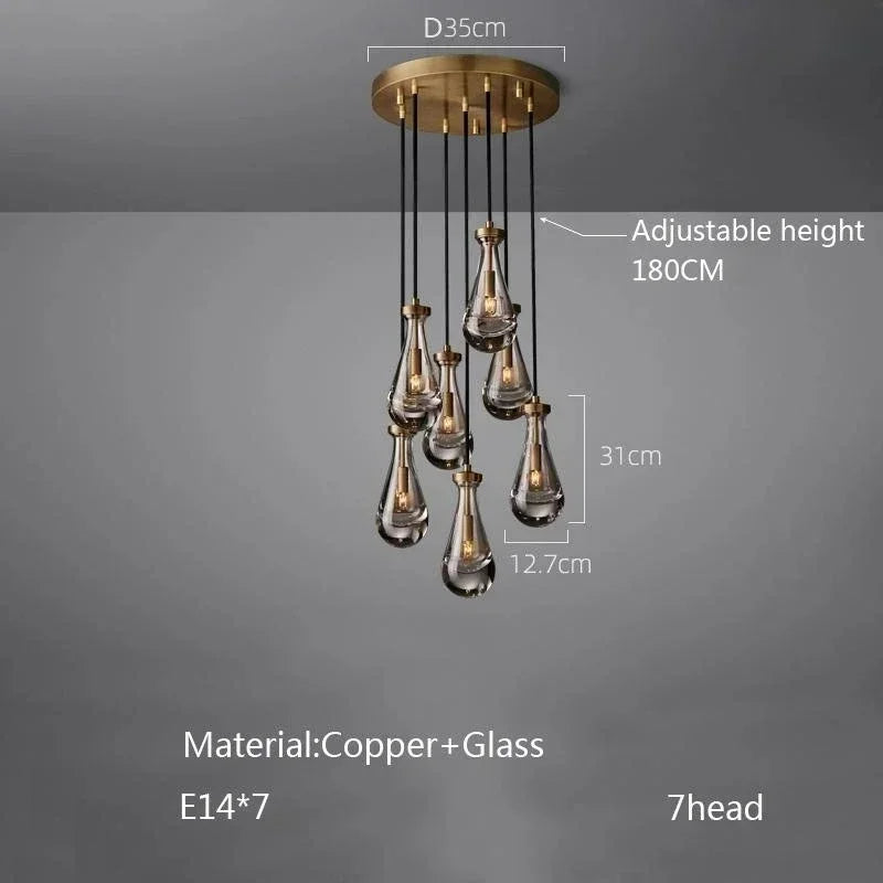 Modern E14 Crystal Vintage Water Droplet Pendant Chandelier