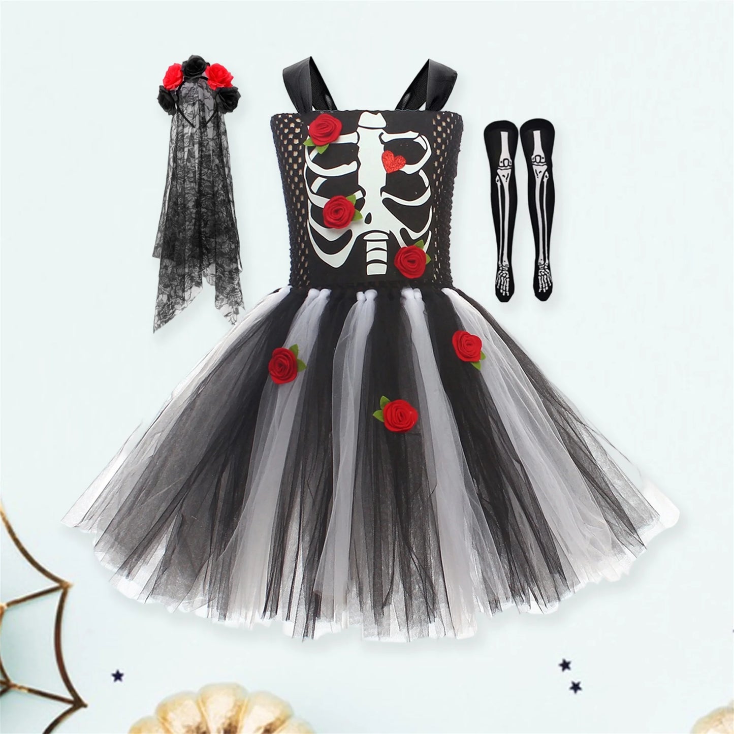 Guangdong Gothic Bride Kids Halloween Costume With Veil