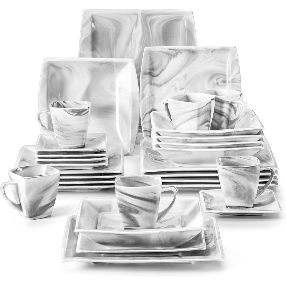 BLANCE Dinnerware Set Porcelain Square Plates And Bowls