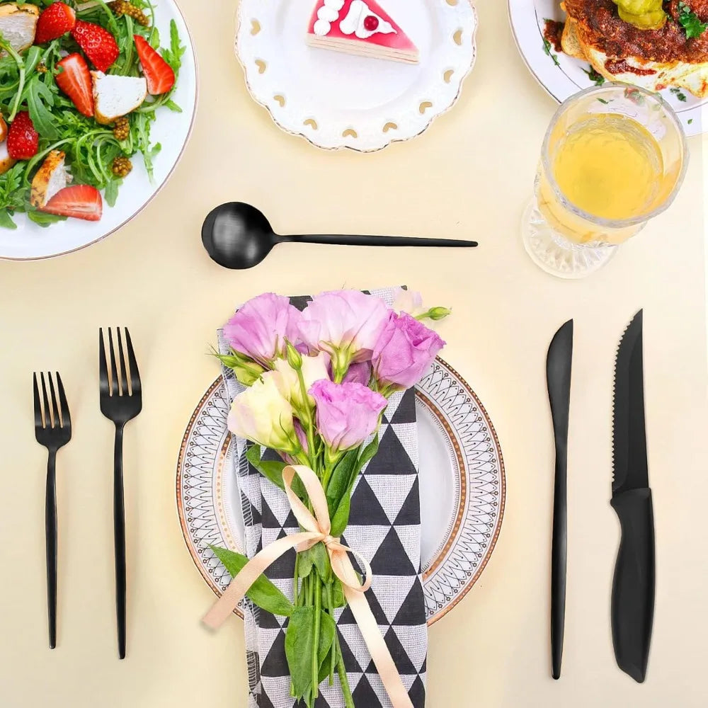 Stainless Steel Silverware Set With Steak Knives Daily Use