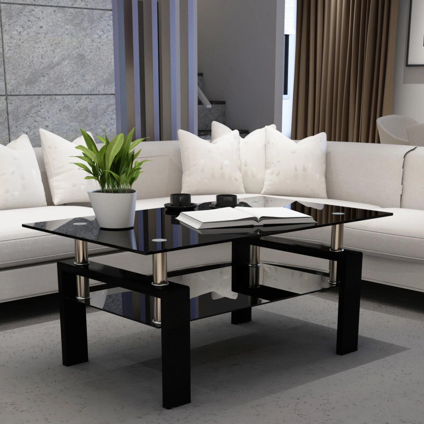 Hign-concerned Glass Coffee Table for Living Room Spaces