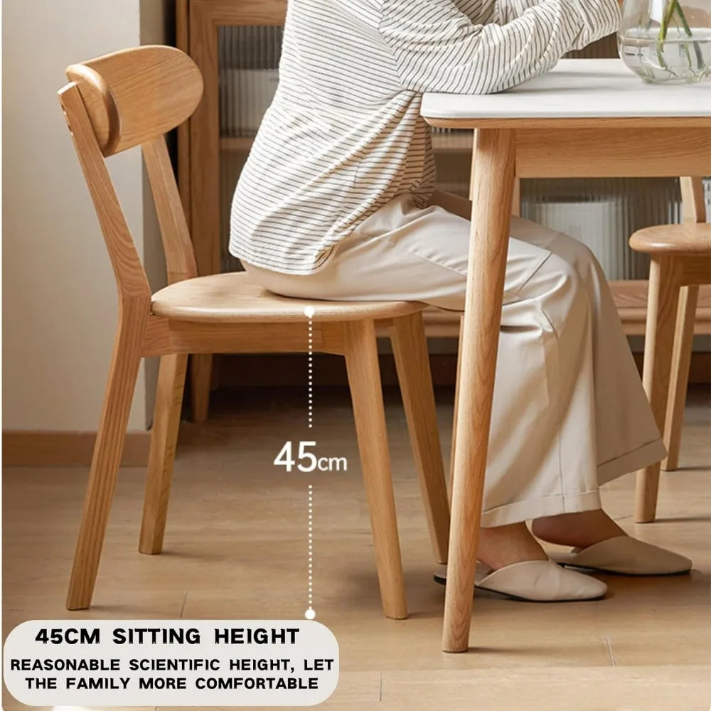 Frame Oak Wood Dining Chairs Modern Wide Backrests