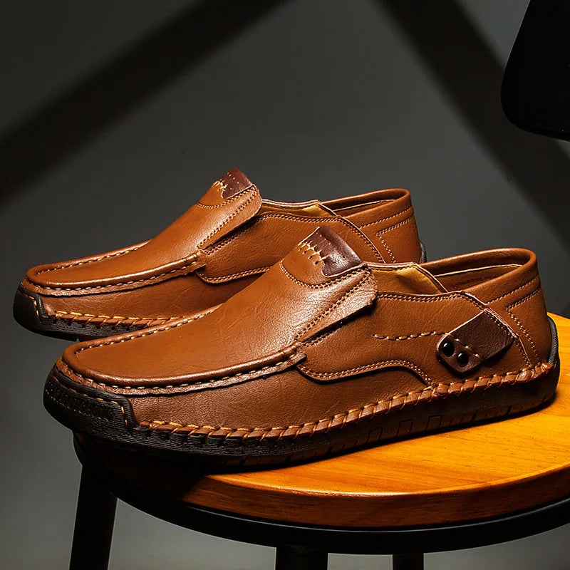 CColinican Leather Men Slip On Loafers Casual Walking Shoes