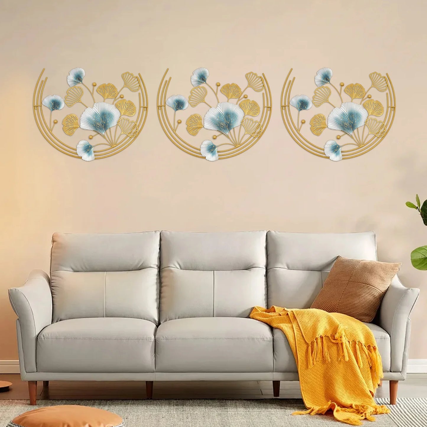 Decorative Wall Sculpture Ring Leaf Iron Wall Art Accent