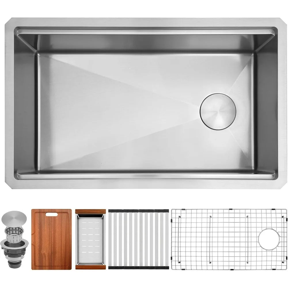 Undermount Stainless Steel Workstation Sink Single Bowl
