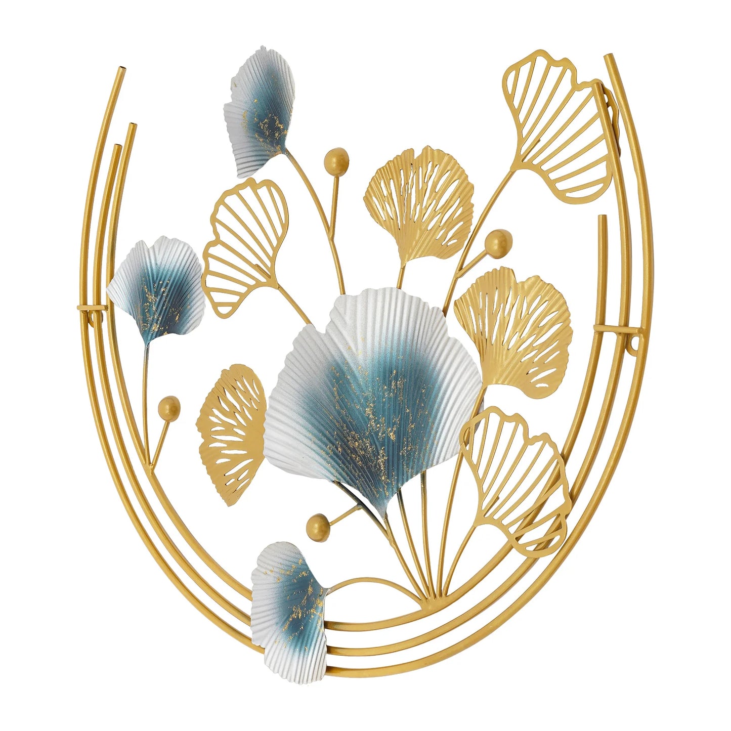 Decorative Wall Sculpture Ring Leaf Iron Wall Art Accent