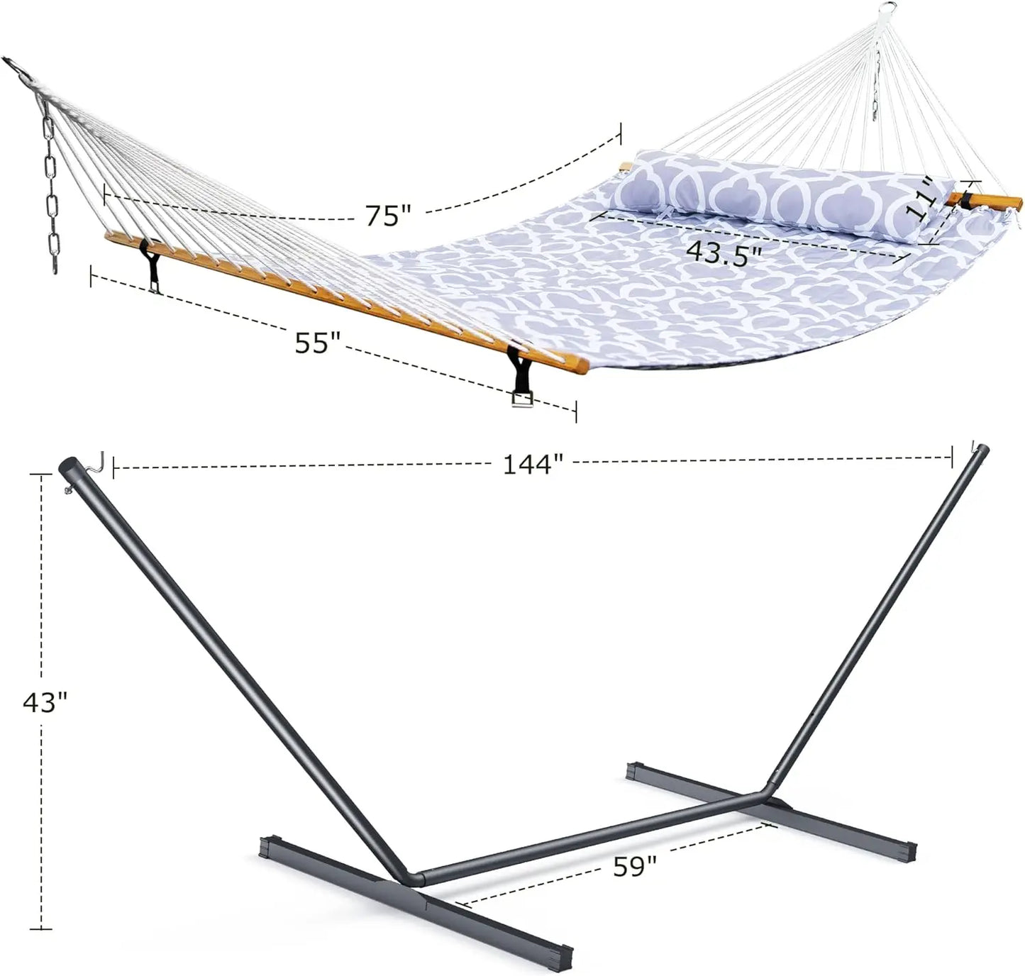 YTYI Double Hammock With Stand For Outdoor Patio Garden