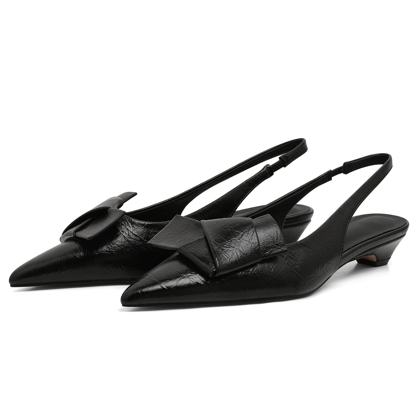 GIGIFOX Kitten Heels Back Strap Sandals Bow Knot Flat