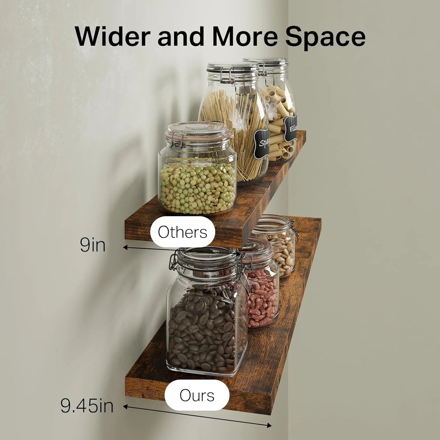 Rustic Floating Shelves Wall Mounted Dual Tier Set 2