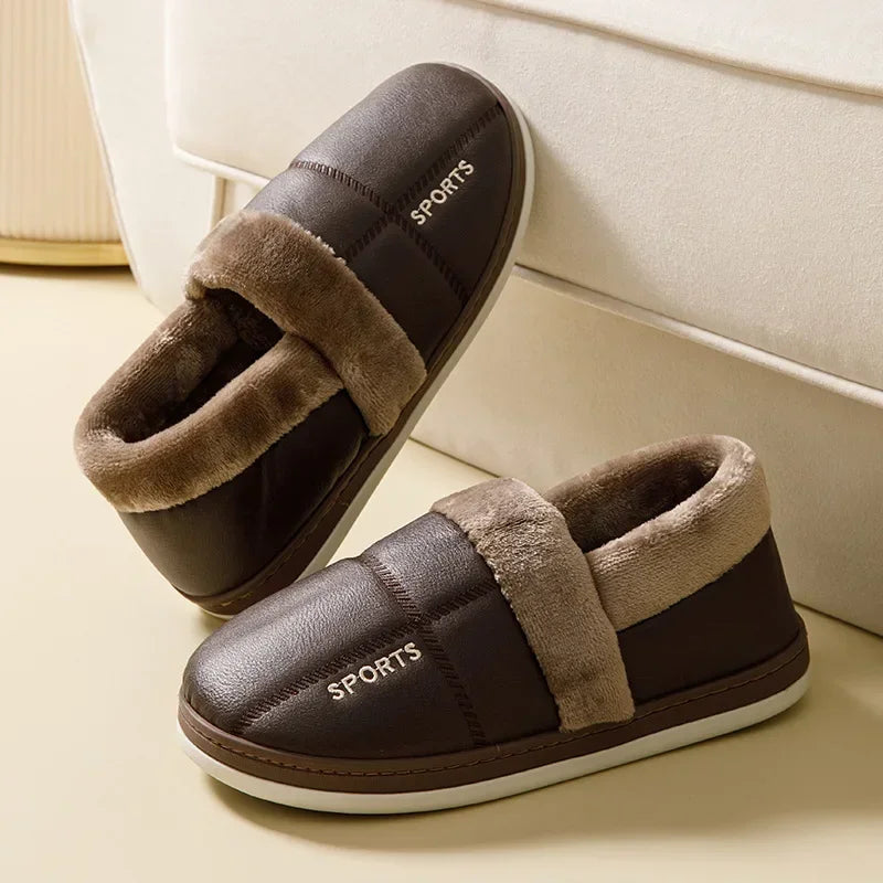COZOKC Men Winter Warm Slippers Non Slip Furry Slipper