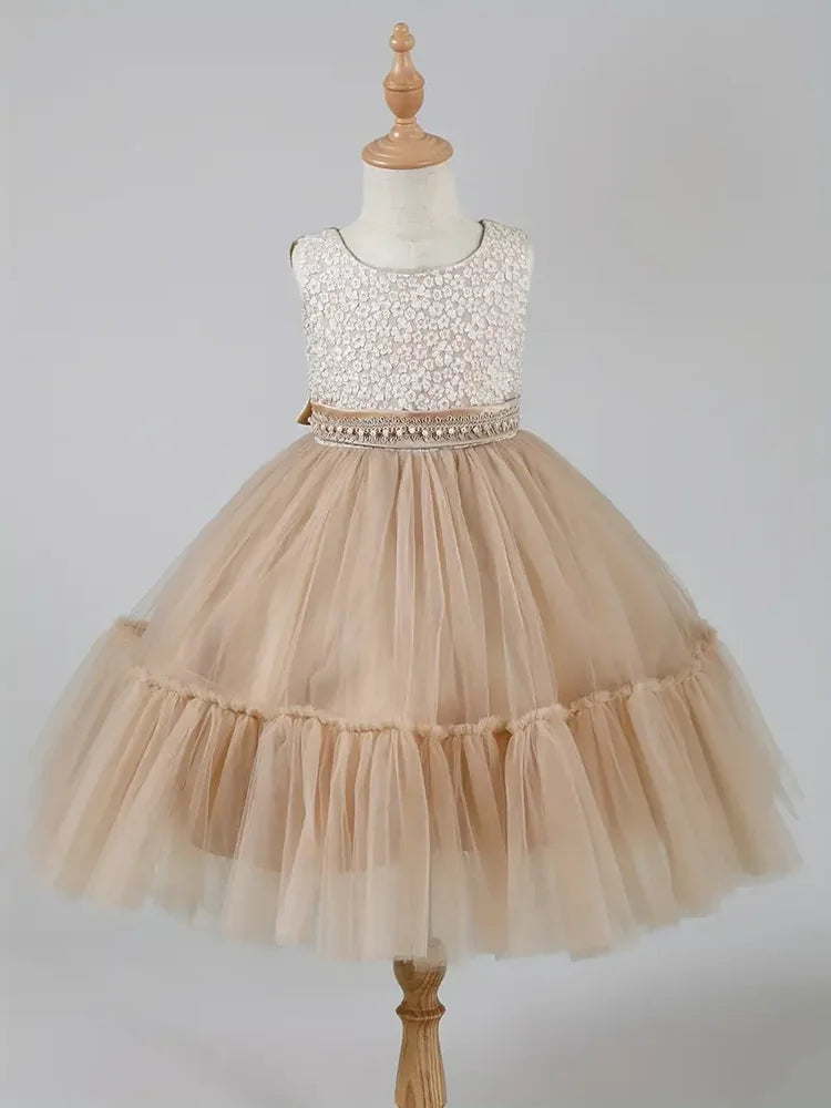 Guangdong Girls Lotus Lace Princess Dress And Coat Set
