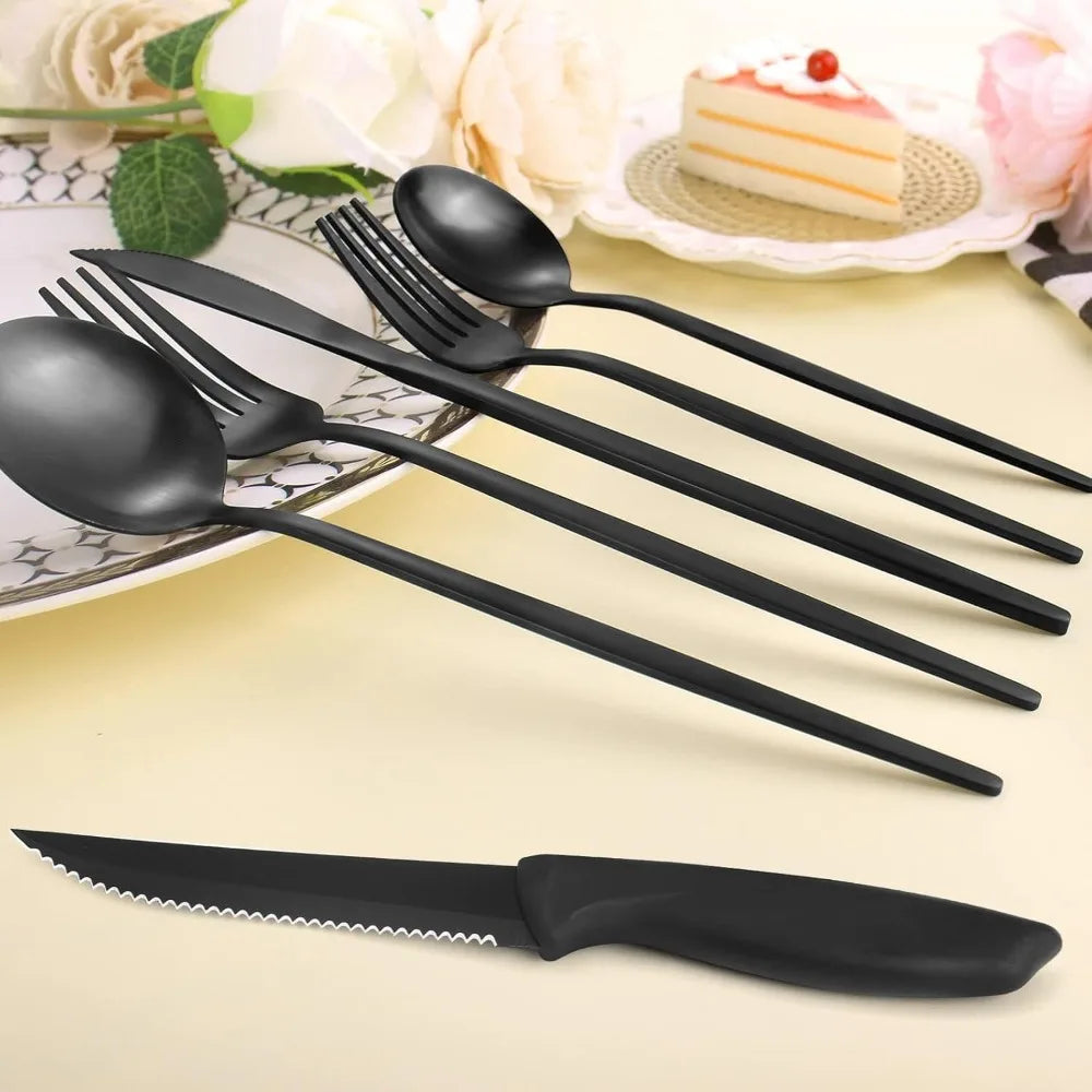 Stainless Steel Silverware Set With Steak Knives Daily Use
