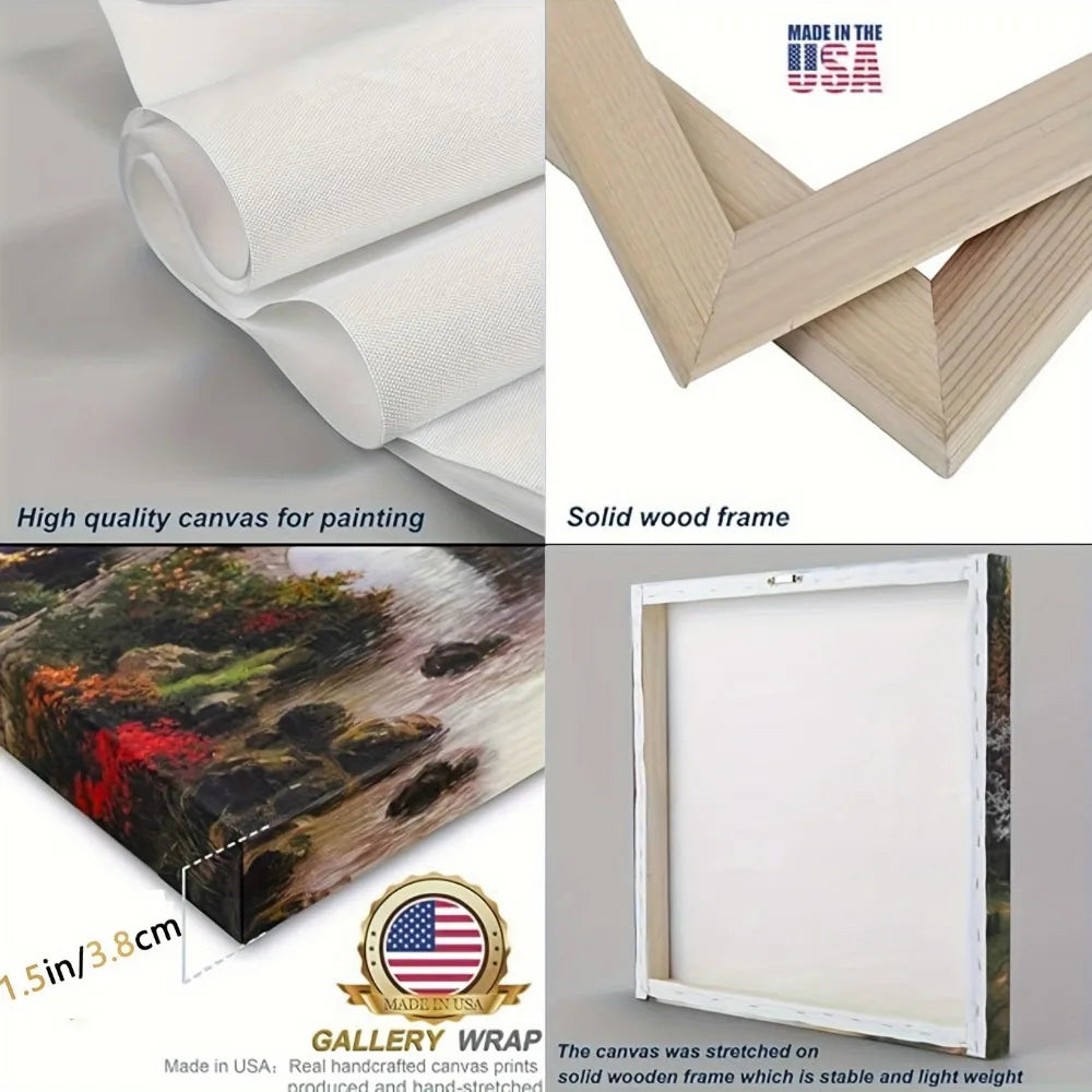 Hign-concerned Pine Wood Frame Canvas Mural Sunrise Skyline