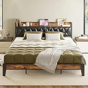 DAFIFY Storage Headboard Bed Frame With Electrical Outlets
