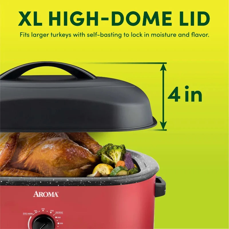 Aroma Electric Roaster Oven With High Dome Lid Moisture