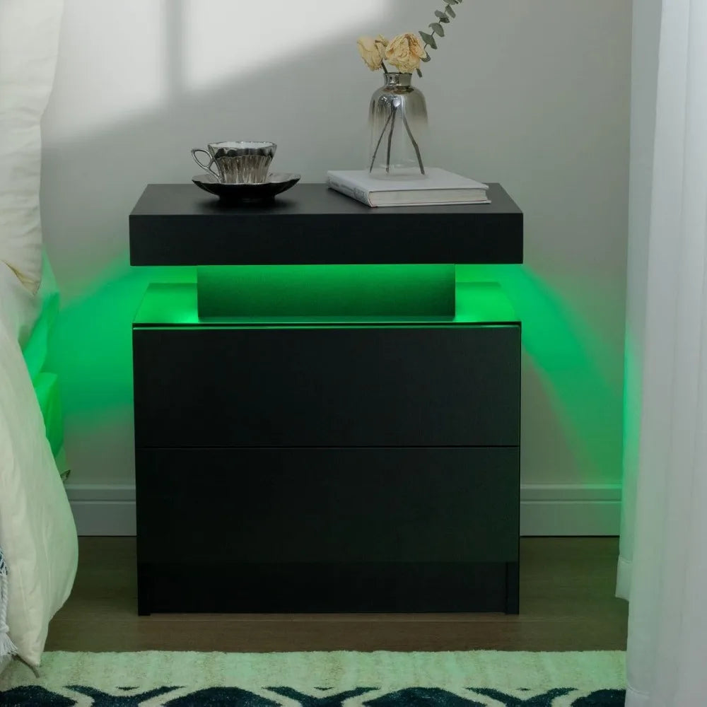 General Use Nightstands LED Duo End Tables Modern Furniture