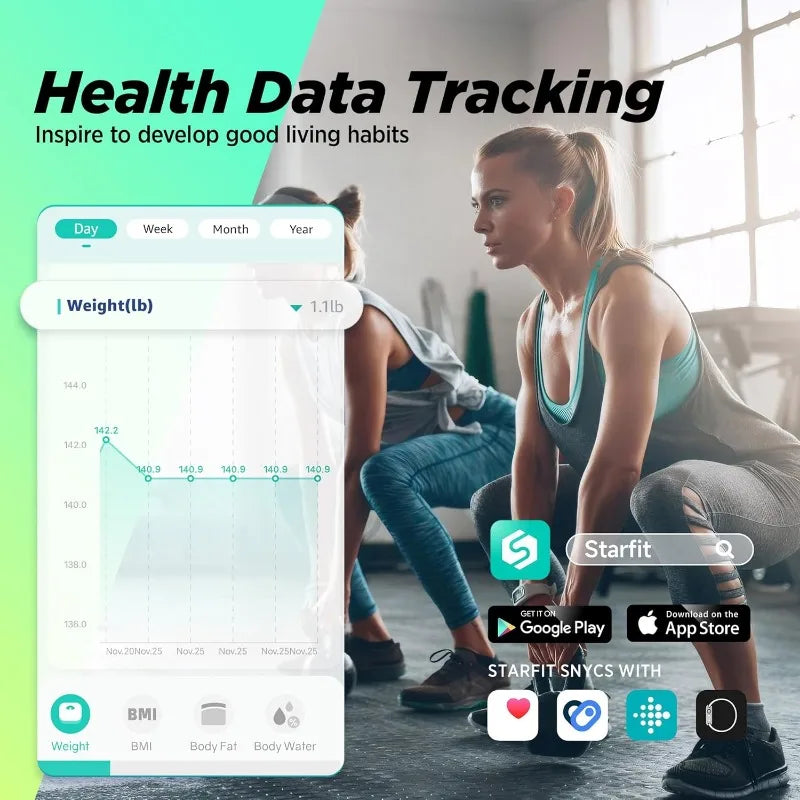 XMSJ Digital Bathroom Scale With Body Weight BMI App Sync