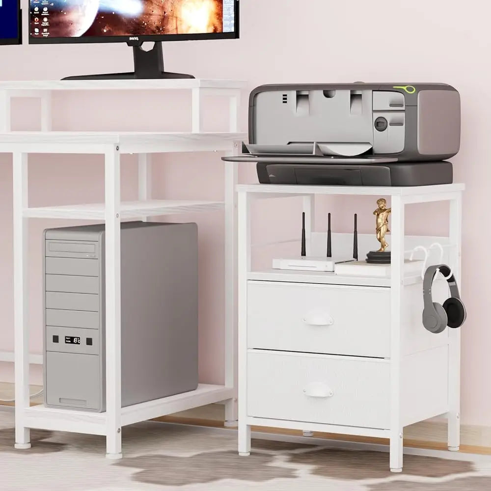 Frame Nightstands Set Two End Tables With Fabric Drawers