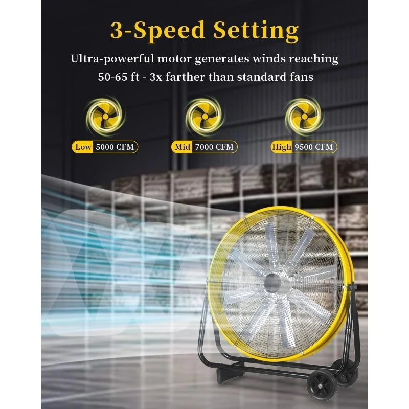 Hign-concerned High Velocity Floor Fan Three Speed Drum