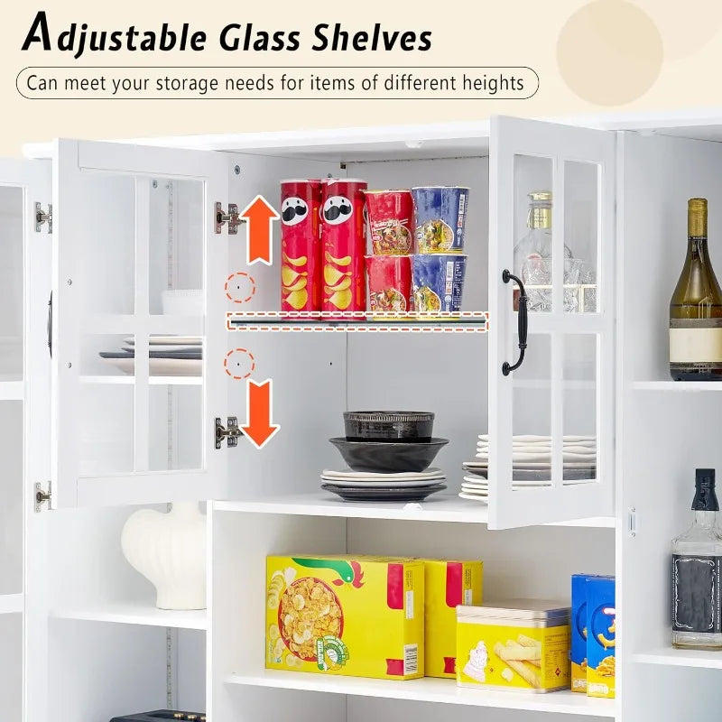 Hign-concerned Tall Storage Cabinet With Glass Doors Drawer