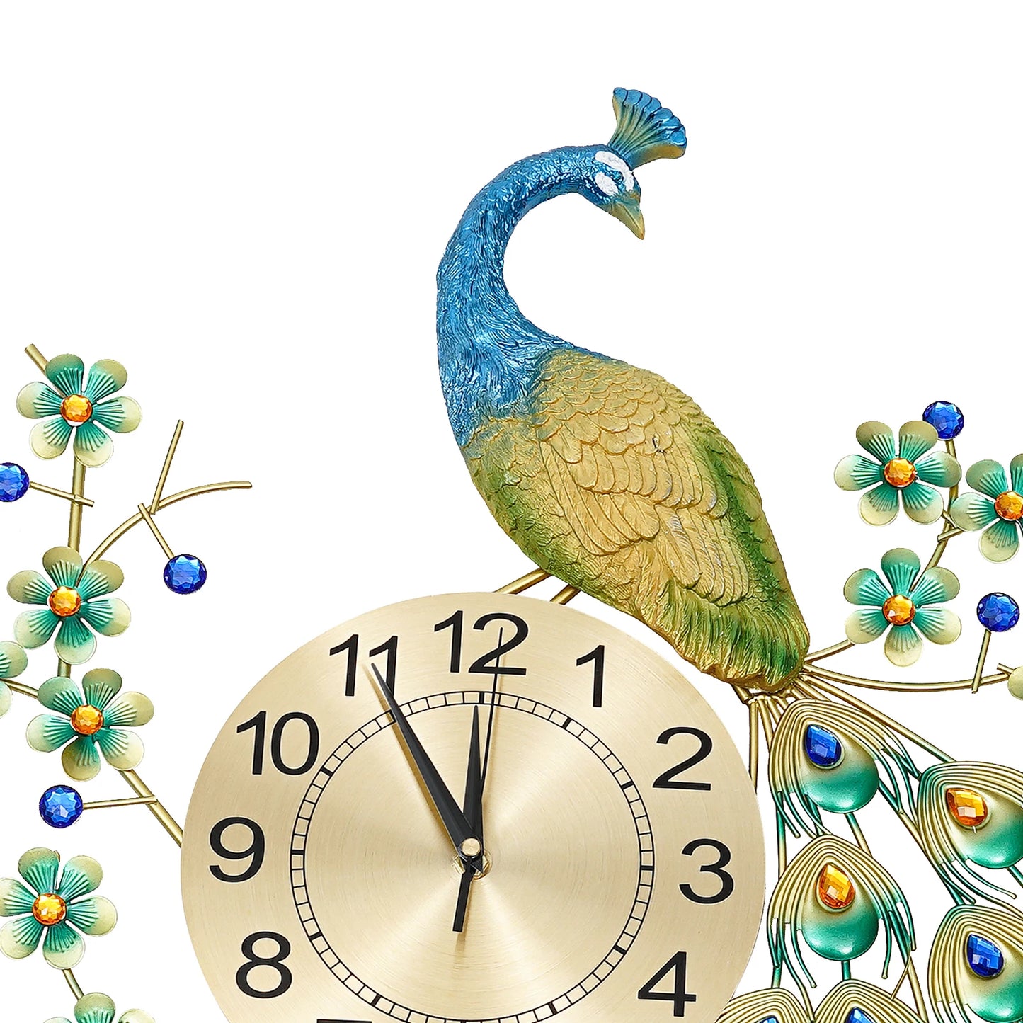 Complete Home And Apparel Luxury Peacock Wall Clock Metal