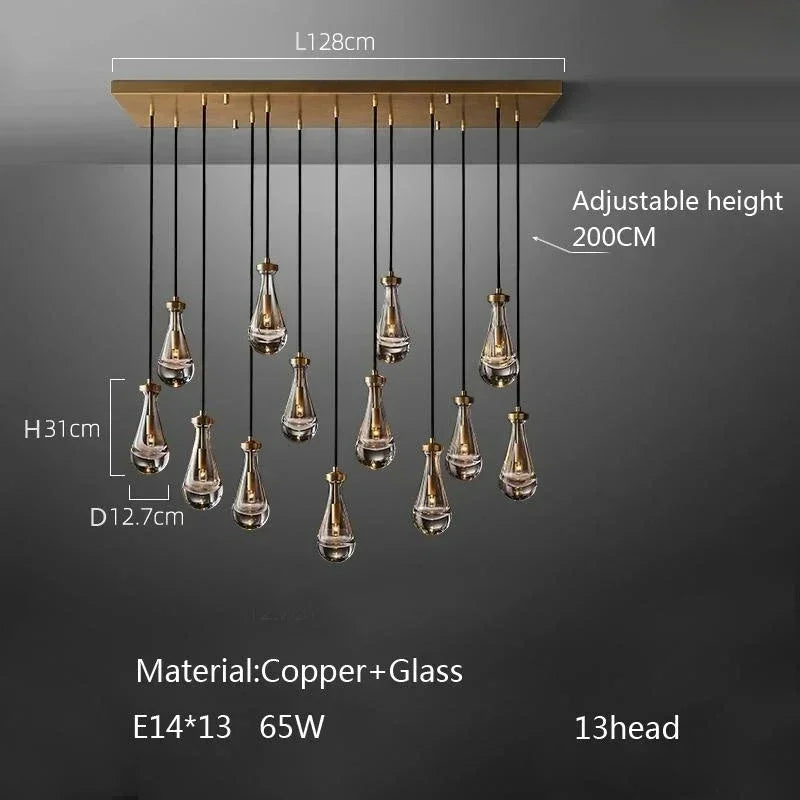 Modern E14 Crystal Vintage Water Droplet Pendant Chandelier