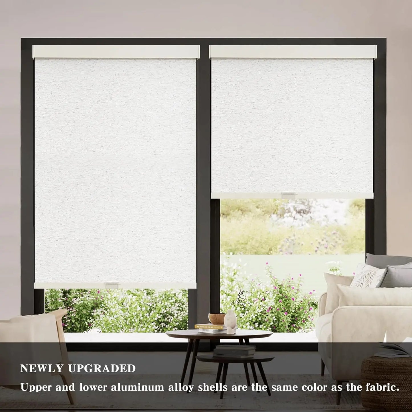 XMSJ Blackout Cordless Roller Shades For Home Windows