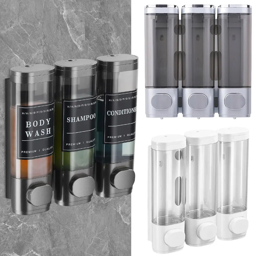 APWIKOGER Three Chamber Shampoo Conditioner Dispenser
