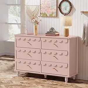 MKDK Modern Scalloped 6 Drawer Dresser Organizer Storage