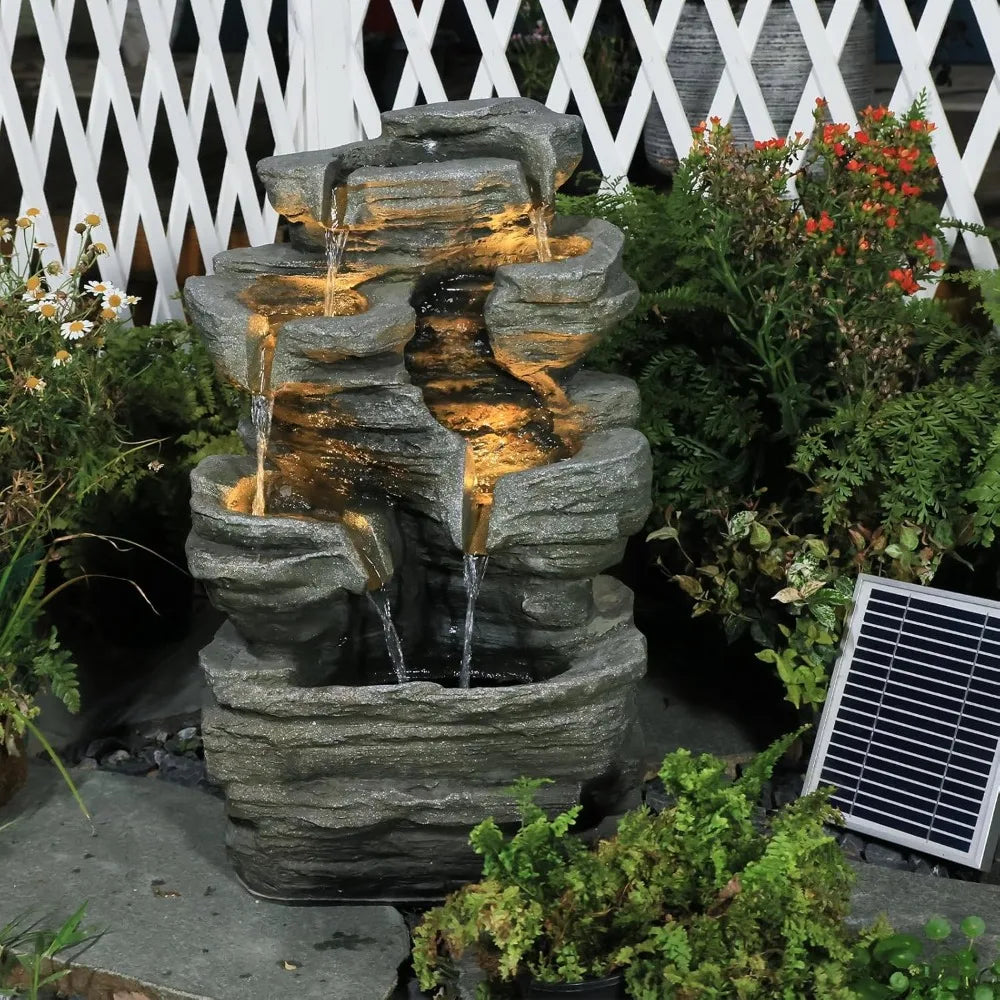 Bumilgar 6 Tier Solar Water Fountain Outdoor Cascade