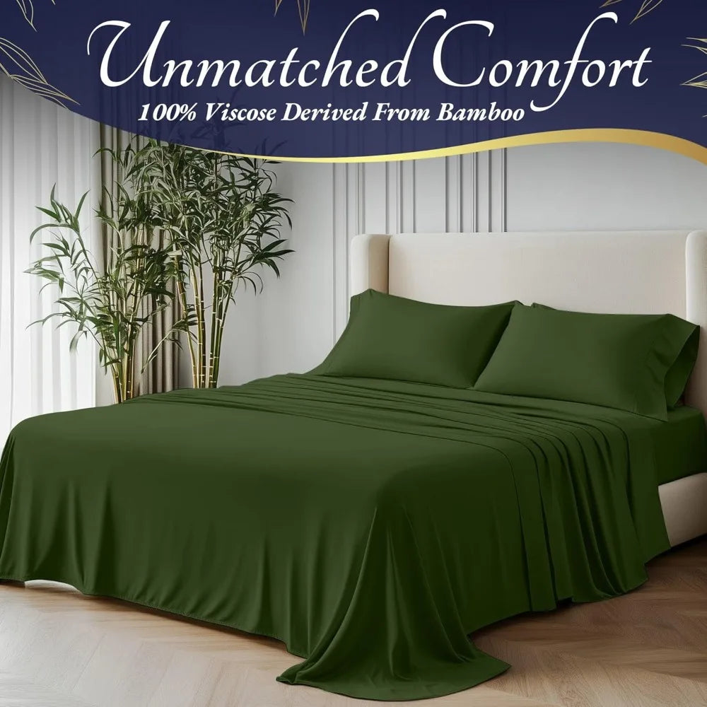 Color Bamboo Sheets Four Piece Ultra Soft Cooling Bedding