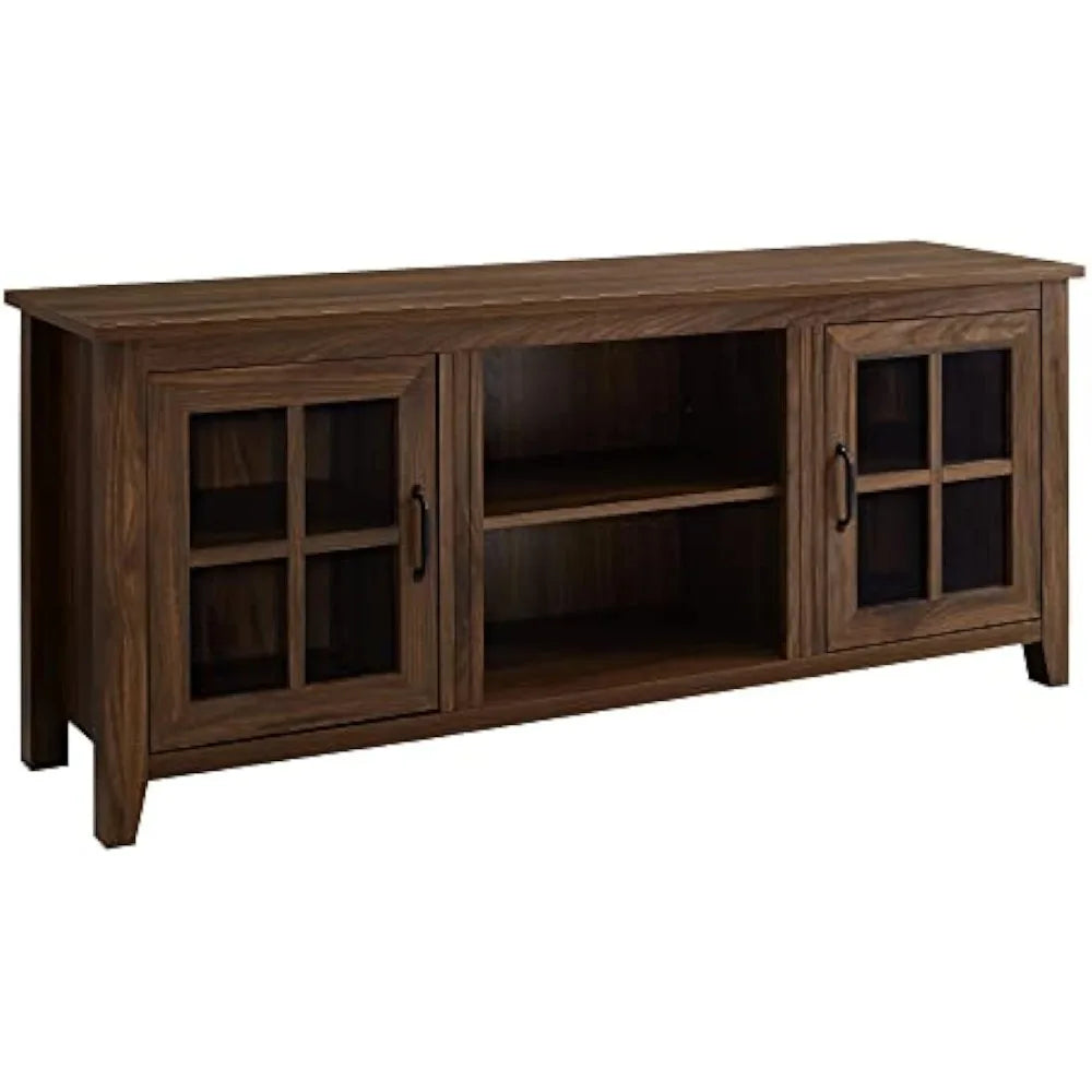 Dakota Modern Farmhouse Glass Door TV Stand with Shelves