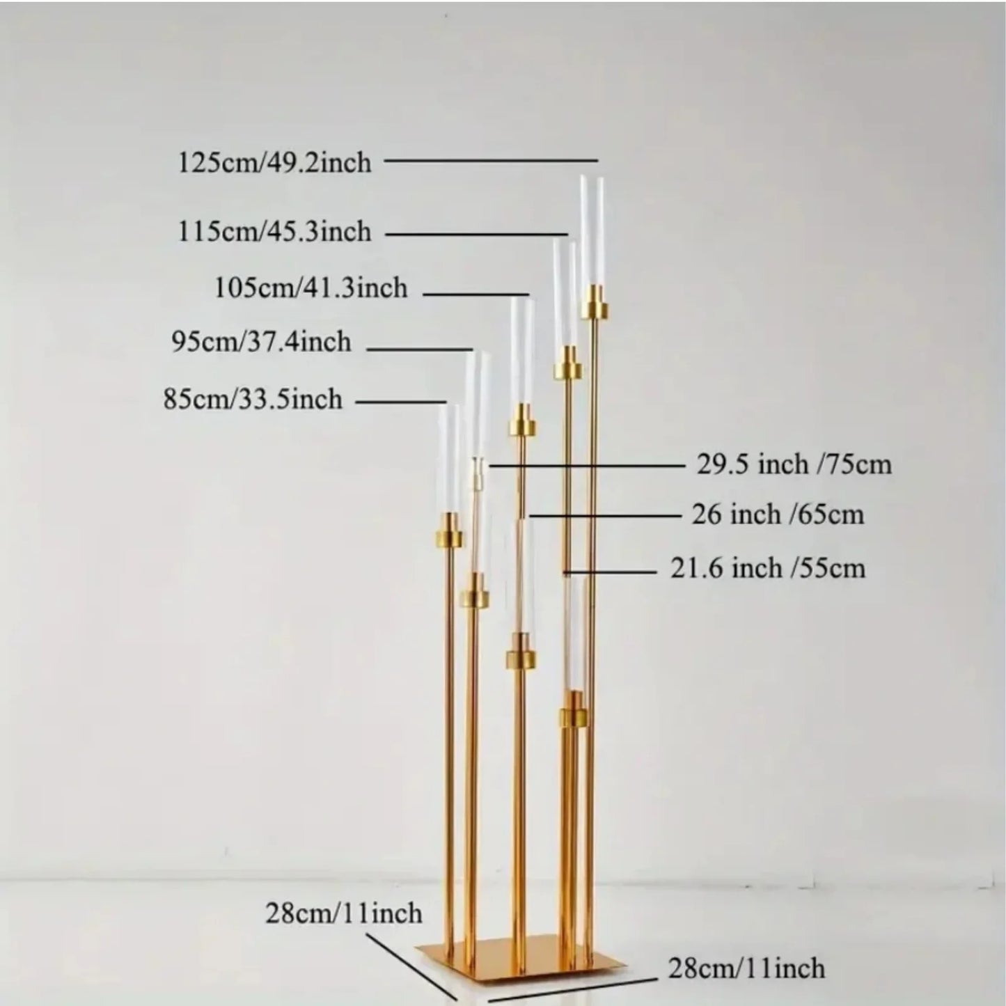 Elegant 1-piece Gold Metal 8-arm Candle Holder - A Tall Wedding Centerpiece.Multifunctional Dining Table Decoration, Suitable Fo