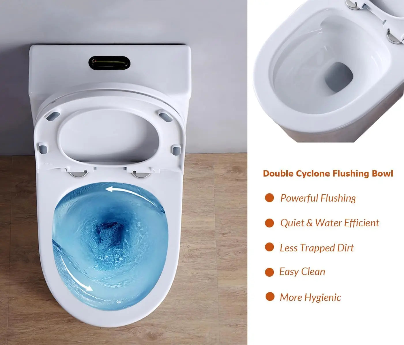 WinZo WZ5079WB Compact One Piece Toilet Dual Flush
