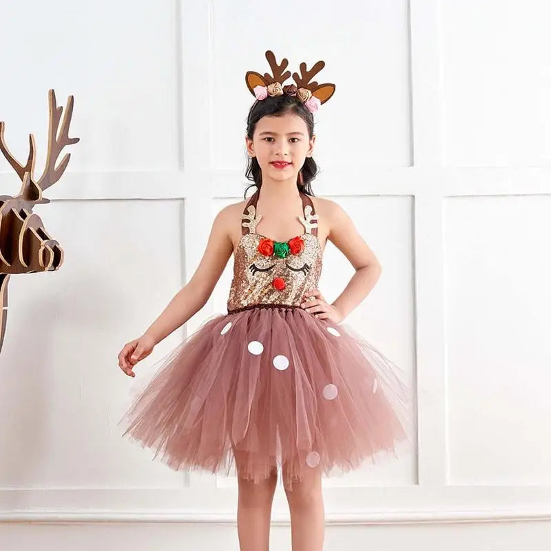 Darling Reindeer Christmas Costume For Girls Dress Gift