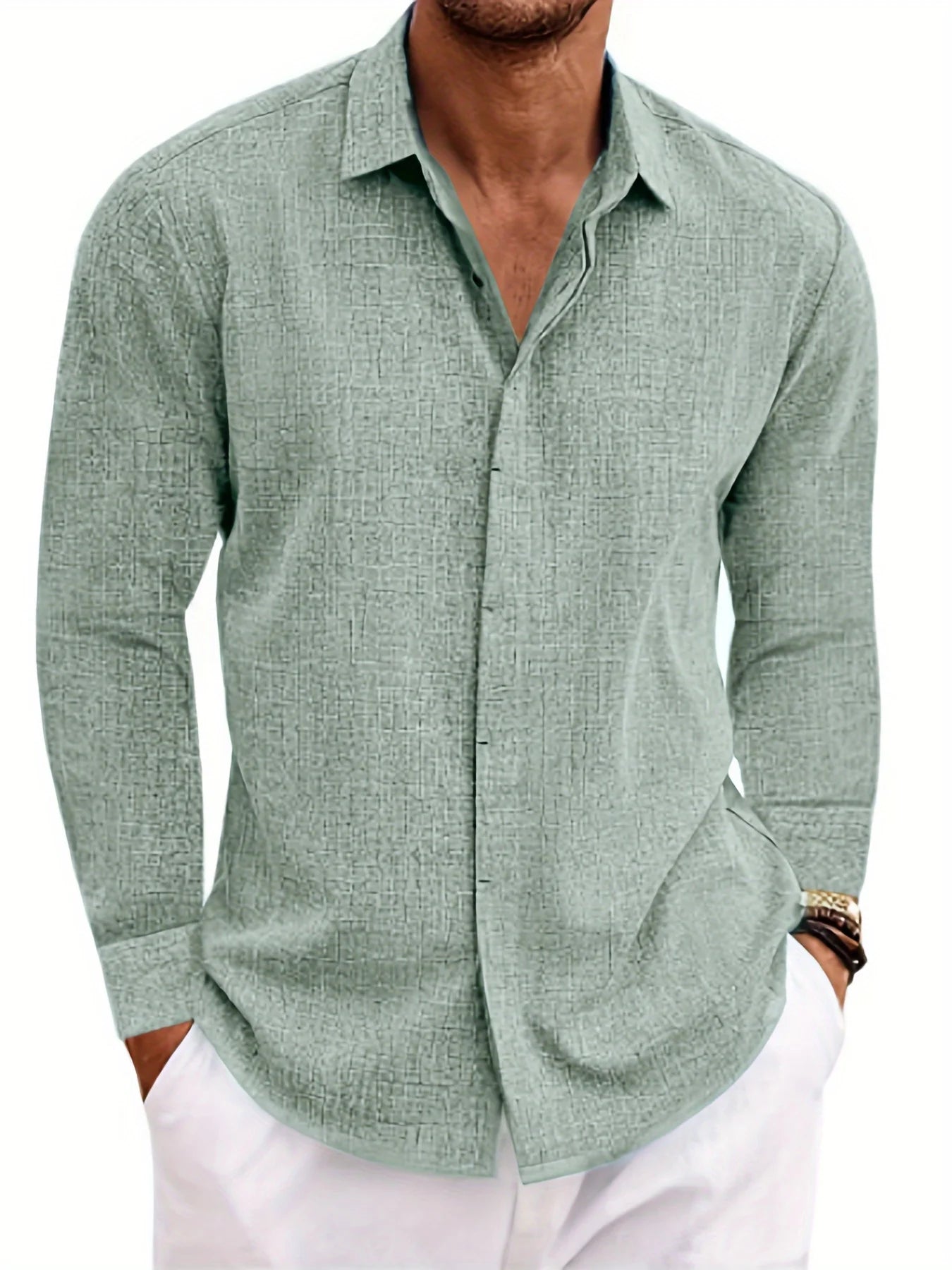 Zhejiang Linen Long Sleeve Shirt For Men Cotton Linen Blend