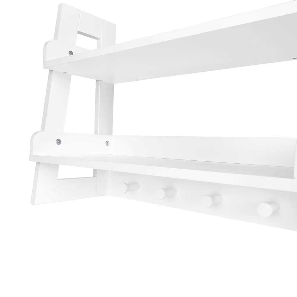 XMSJ 2 Tier Bathroom Ladder Shelf With Open Storage Hooks